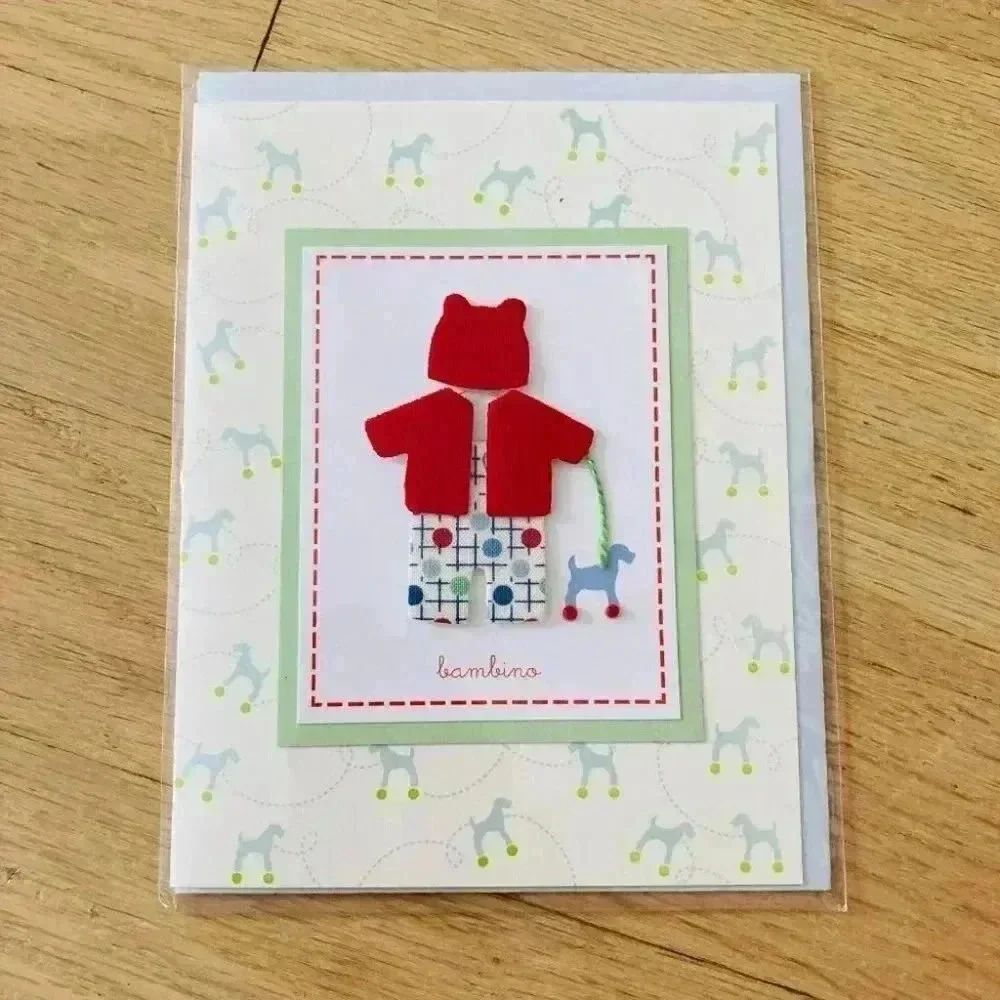 Welcome Baby Boy 3D Outfit Bambino Greeting Card